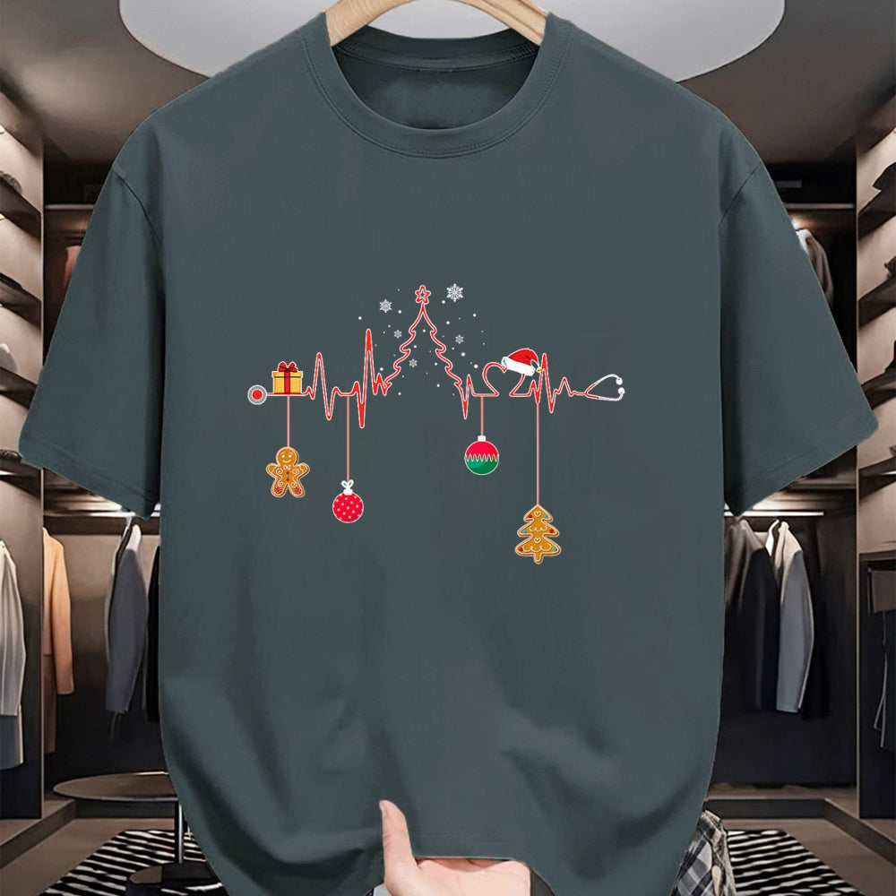 Funny Nurse Shirt, Nurse Unisex T-Shirt/Hoodie/Sweatshirt HLT00 - Christmas Tree Heartbeat Funny Christmas Nursing Costume T-Shirt
