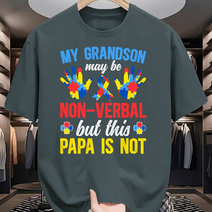 Best Grandpa Shirt, Proud Grandpa Unisex T-Shirt/Hoodie/Sweatshirt HLT00 - My Grandson Proud Autism Papa Autism Awareness For Papa T-Shirt