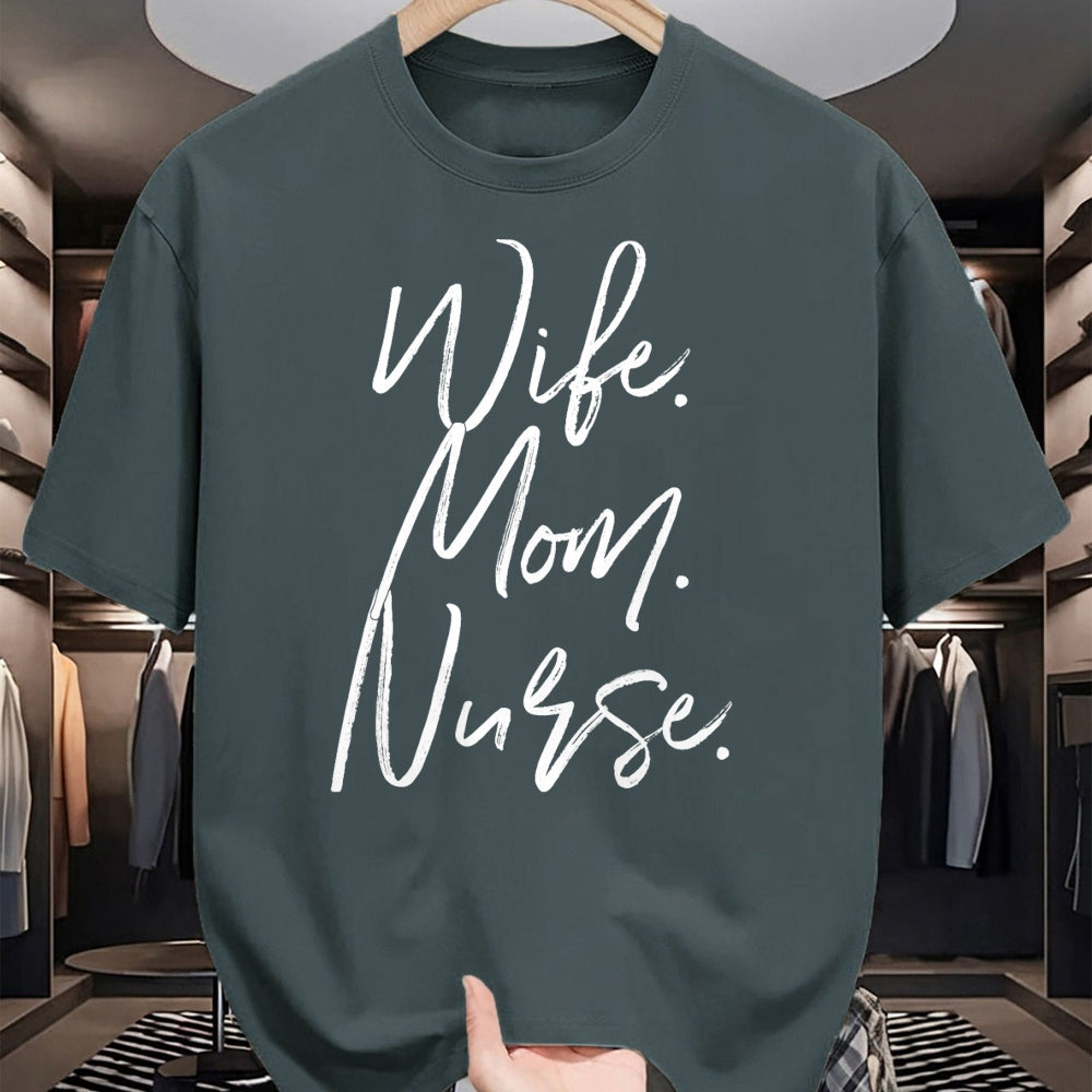 Funny Nurse Shirt, Nurse Unisex T-Shirt/Hoodie/Sweatshirt HLT00 - Nursing Appreciation Gifts Shirt WIFE MOM NURSE RN Women T-Shirt (1)