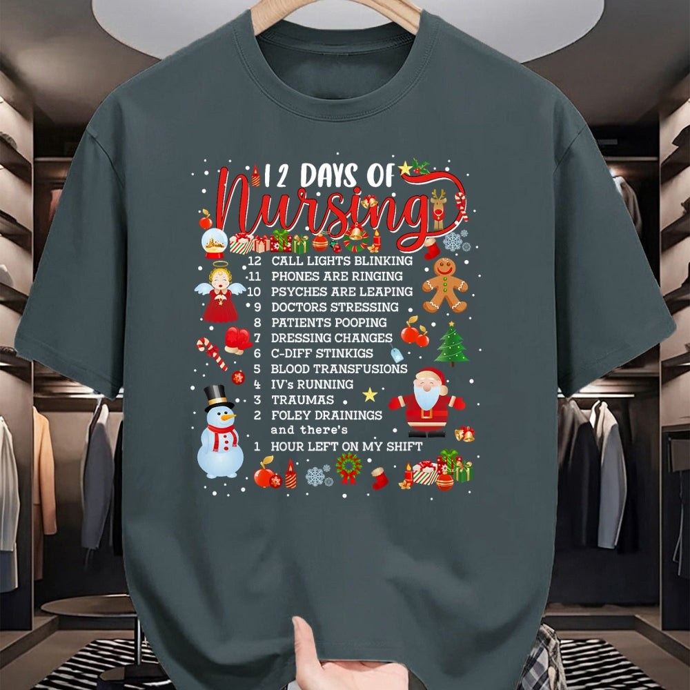 Funny Nurse Shirt, Nurse Unisex T-Shirt/Hoodie/Sweatshirt HLT00 - Nurses Merry Christmas Nurse Funny 12 Days of Nursing Xmas T-Shirt