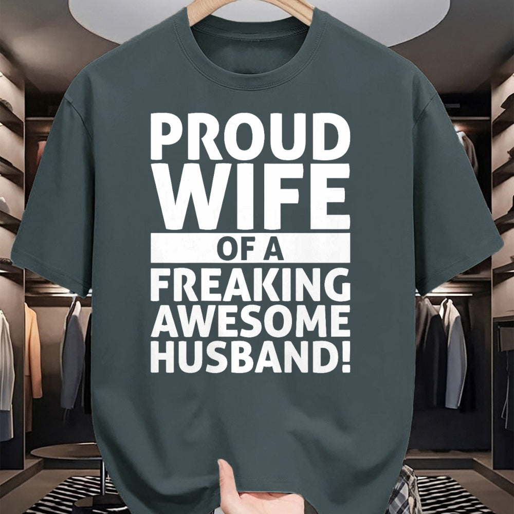 Best Wife Shirt, Wife and Husband Unisex T-Shirt/Hoodie/Sweatshirt HLT00 - Valentines Day - Proud Wife Of A Freaking Awesome Husband T-Shirt (1)