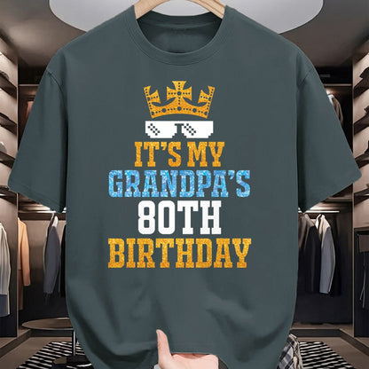 Best Grandpa Shirt, Proud Grandpa Unisex T-Shirt/Hoodie/Sweatshirt HLT00 - Grandson Granddaughter Happy It's My Grandpa's 80th Birthday T-Shirt