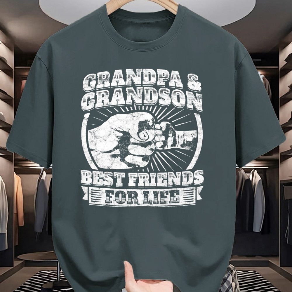 Best Grandpa Shirt, Proud Grandpa Unisex T-Shirt/Hoodie/Sweatshirt HLT00 - Grandpa And Grandson Gift Family Shirt Grandad Fist Bump Tee T-Shirt