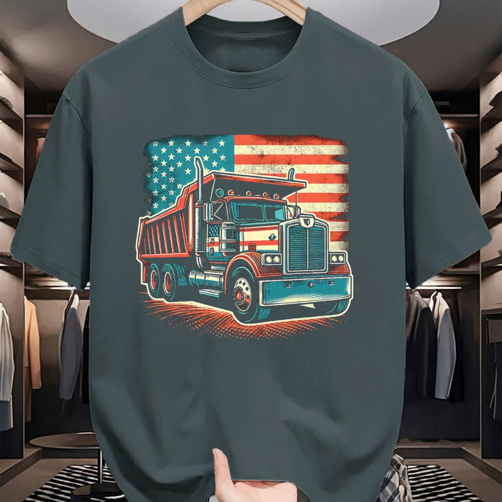Best Truck Driver Life Shirt, Funny Trucker UnisexT-Shirt/Hoodie/Sweatshirt HLT00 - Dump Truck Driver American Flag Trucker Vintage Men Women T-Shirt