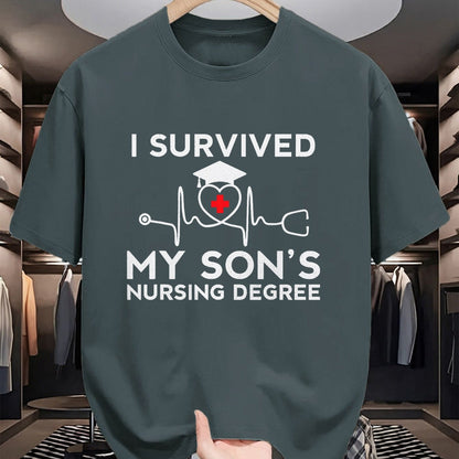 Funny Nurse Shirt, Nurse Unisex T-Shirt/Hoodie/Sweatshirt HLT00 - I survived My Son's Nursing Degree, Proud Mom Dad Nurse T-Shirt