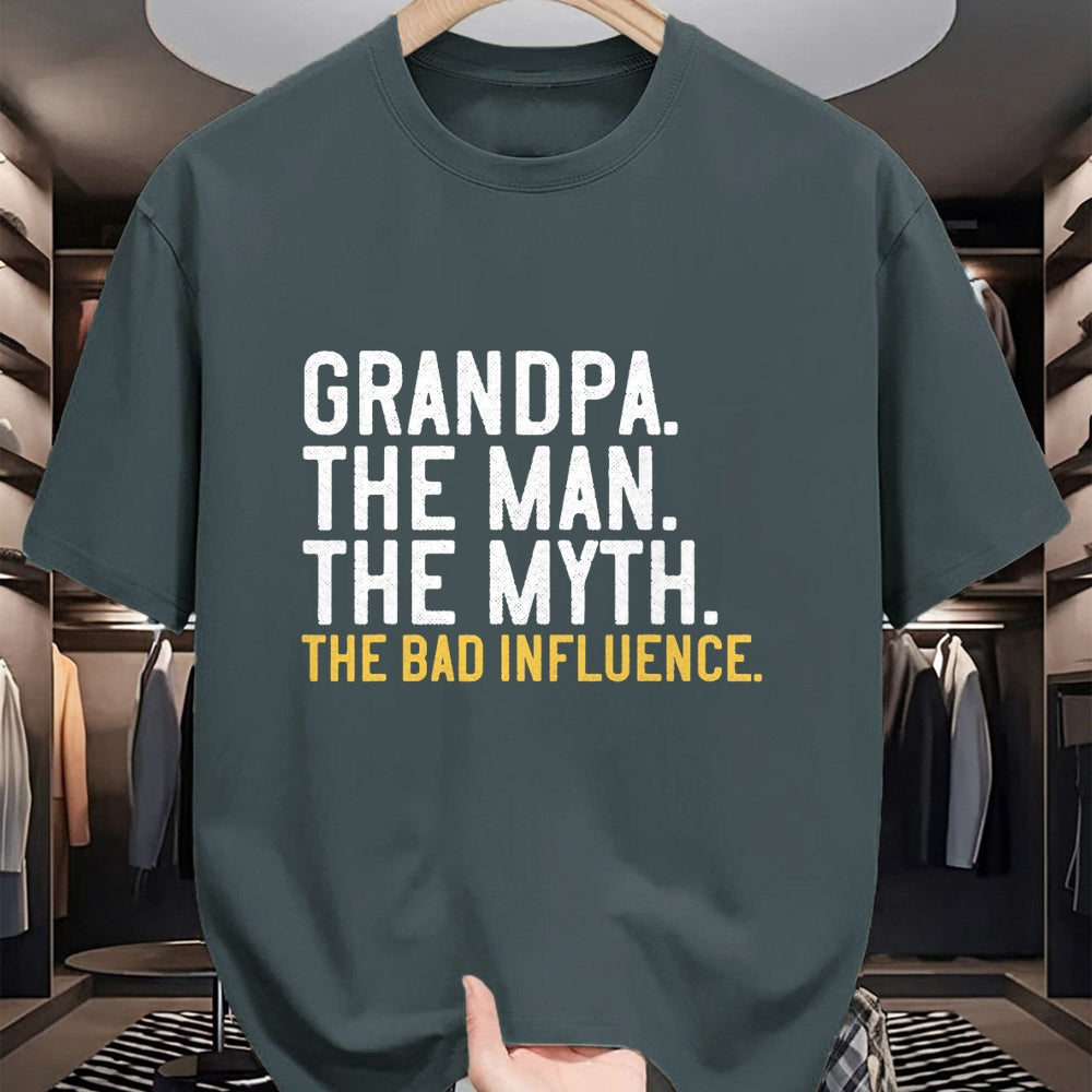 Best Grandpa Shirt, Proud Grandpa Unisex T-Shirt/Hoodie/Sweatshirt HLT00 - Father's Day Gift Grandpa The Man The Myth The Bad Influence T-Shirt (1)