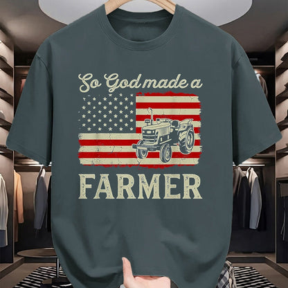 Best Farmer Life Shirt, Funny Farmer UnisexT-Shirt/Hoodie/Sweatshirt HLT00 - Vintage Old American Flag Patriotic So God Made A Farmer T-Shirt, Youth, Olive Green, Medium