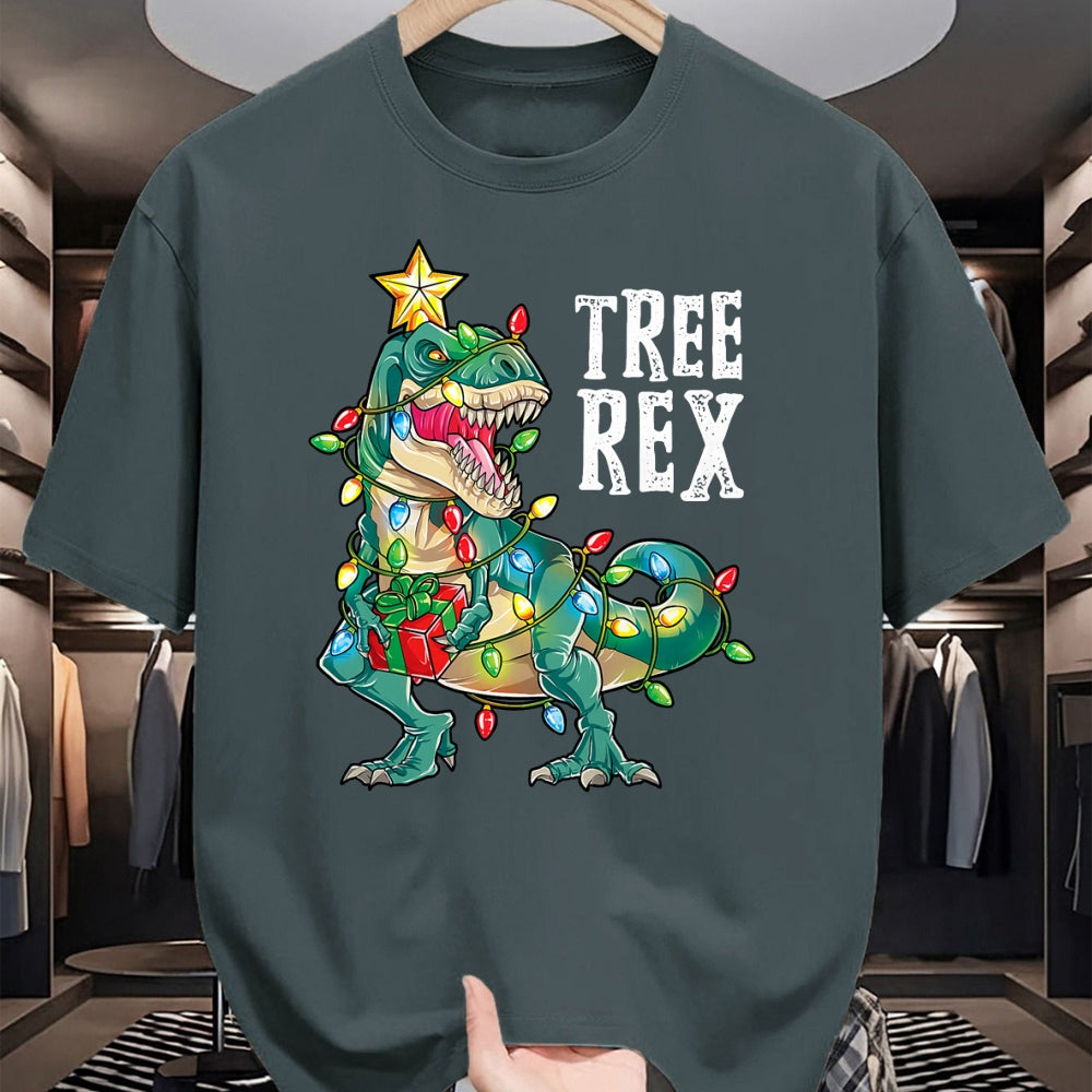 Best Dinosaur Lover Shirt, Funny Dinosaur UnisexT-Shirt/Hoodie/Sweatshirt HLT00 - Dinosaur Christmas Tree Rex Pajamas Men Boys Xmas Lights T-Shirt Small