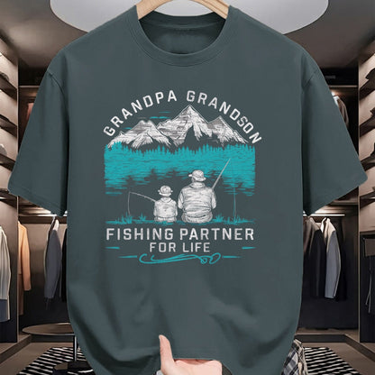 Best Grandpa Shirt, Proud Grandpa Unisex T-Shirt/Hoodie/Sweatshirt HLT00 - Grandpa Grandson Fishing Partner For Life T-Shirt
