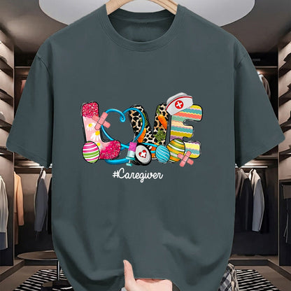 Funny Nurse Shirt, Nurse Unisex T-Shirt/Hoodie/Sweatshirt HLT00 - LOVE Stethoscope Scrub Caregiver Nurse Life Easter Day T-Shirt