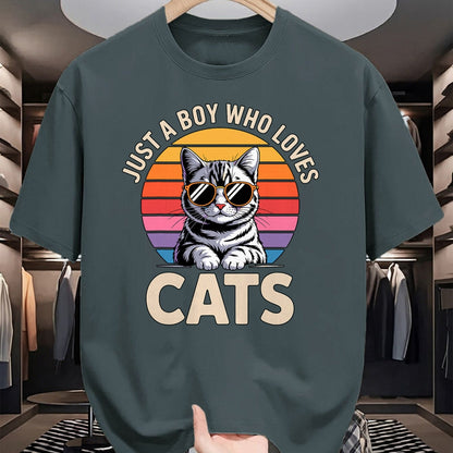Cat Love Shirt, Funny Cat Lover Gift UnisexT-Shirt/Hoodie/Sweatshirt HLT00 - Just a Boy Who Loves Cats T-Shirt