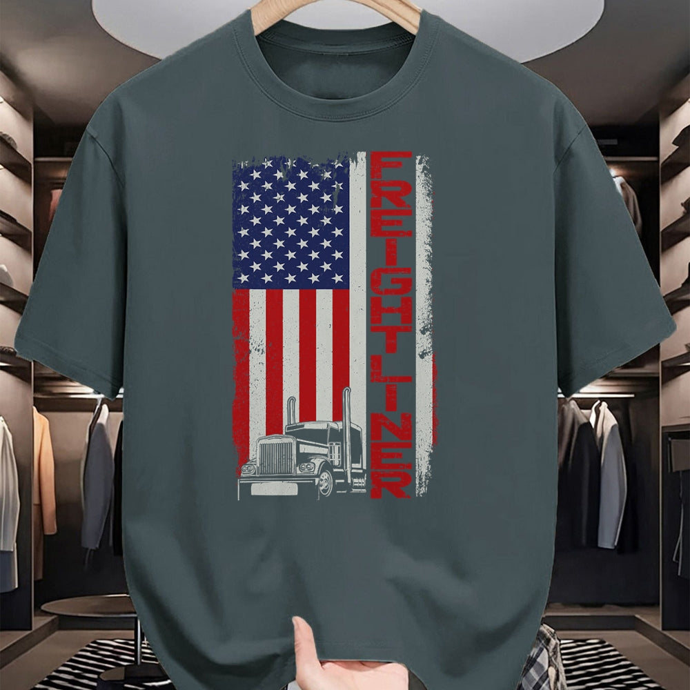 Best Truck Driver Life Shirt, Funny Trucker UnisexT-Shirt/Hoodie/Sweatshirt HLT00 - Trucker Truck Driver Halloween Pun Vintage USA American Flag T-Shirt