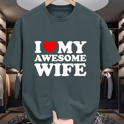 Best Wife Shirt, Wife and Husband Unisex T-Shirt/Hoodie/Sweatshirt HLT00 - I Love My Awesome Wife T-Shirt with Heart T-Shirt