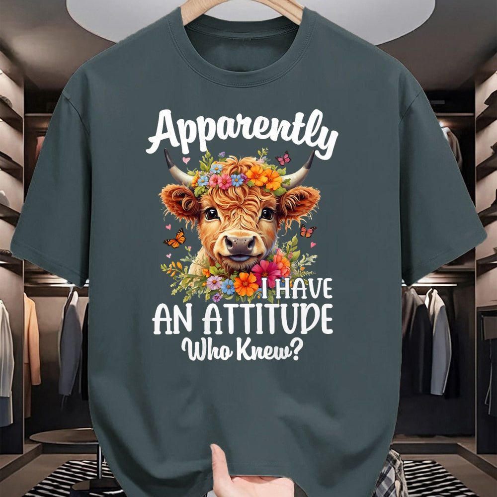 Best Farmer Life Shirt, Funny Farmer UnisexT-Shirt/Hoodie/Sweatshirt HLT00 - Apparently I Have an Attitude Who Knew Highland Cow Print T-Shirt