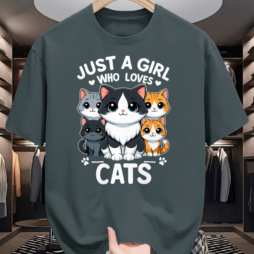 Cat Love Shirt, Funny Cat Lover Gift UnisexT-Shirt/Hoodie/Sweatshirt HLT00 - Just A Girl Who Loves Cats T-Shirt