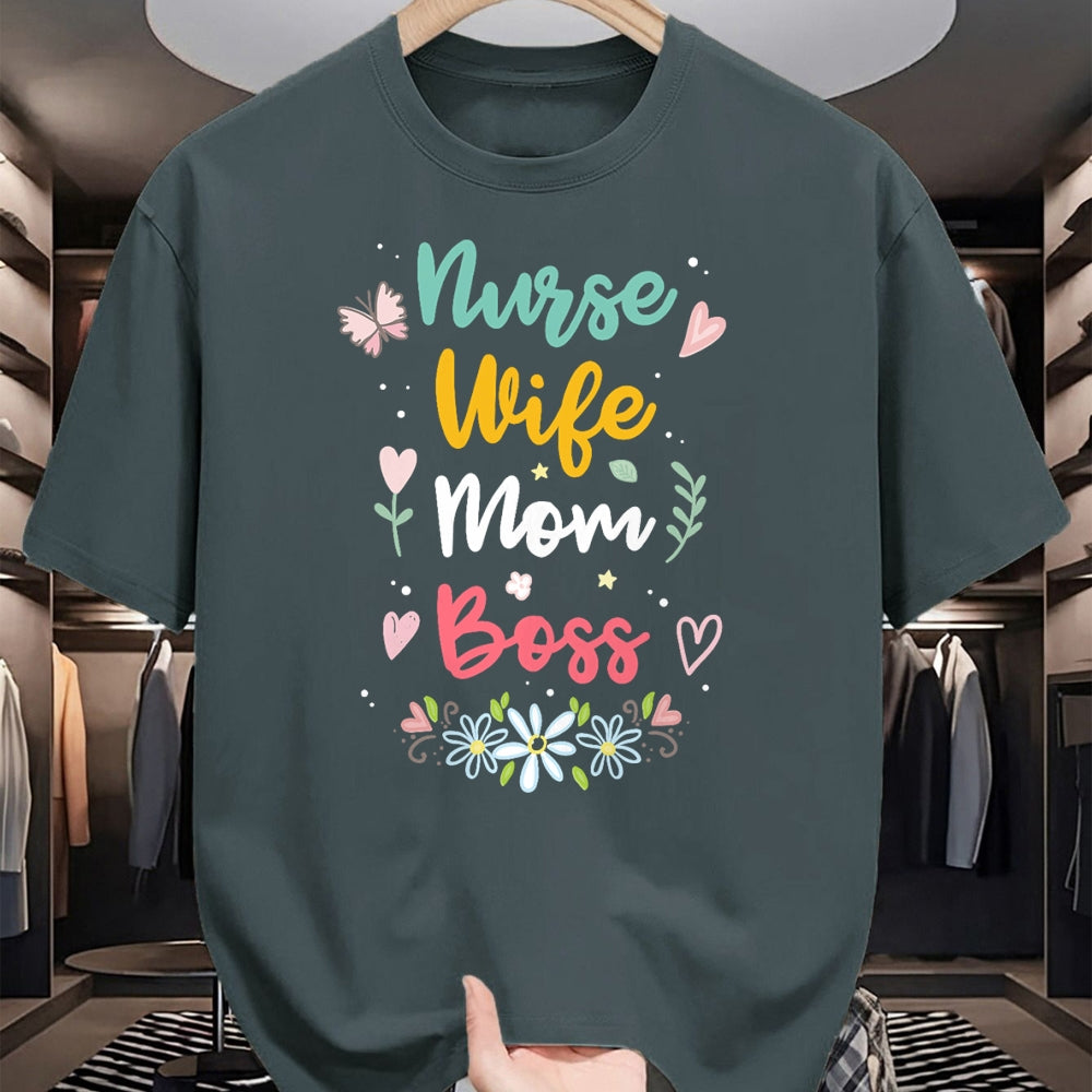 Funny Nurse Shirt, Nurse Unisex T-Shirt/Hoodie/Sweatshirt HLT00 - Nurse Wife Mom Boss T-Shirt (1)
