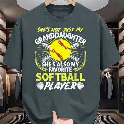 Best Grandpa Shirt, Proud Grandpa Unisex T-Shirt/Hoodie/Sweatshirt HLT00 - Funny My Granddaughter She's Also My Favorite Softball T-Shirt
