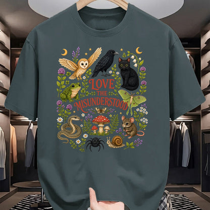 Cat Love Shirt, Funny Cat Lover Gift UnisexT-Shirt/Hoodie/Sweatshirt HLT00 - Love The Misunderstood Bat Raven Cat Snake Spider Moth Frog T-Shirt (3)