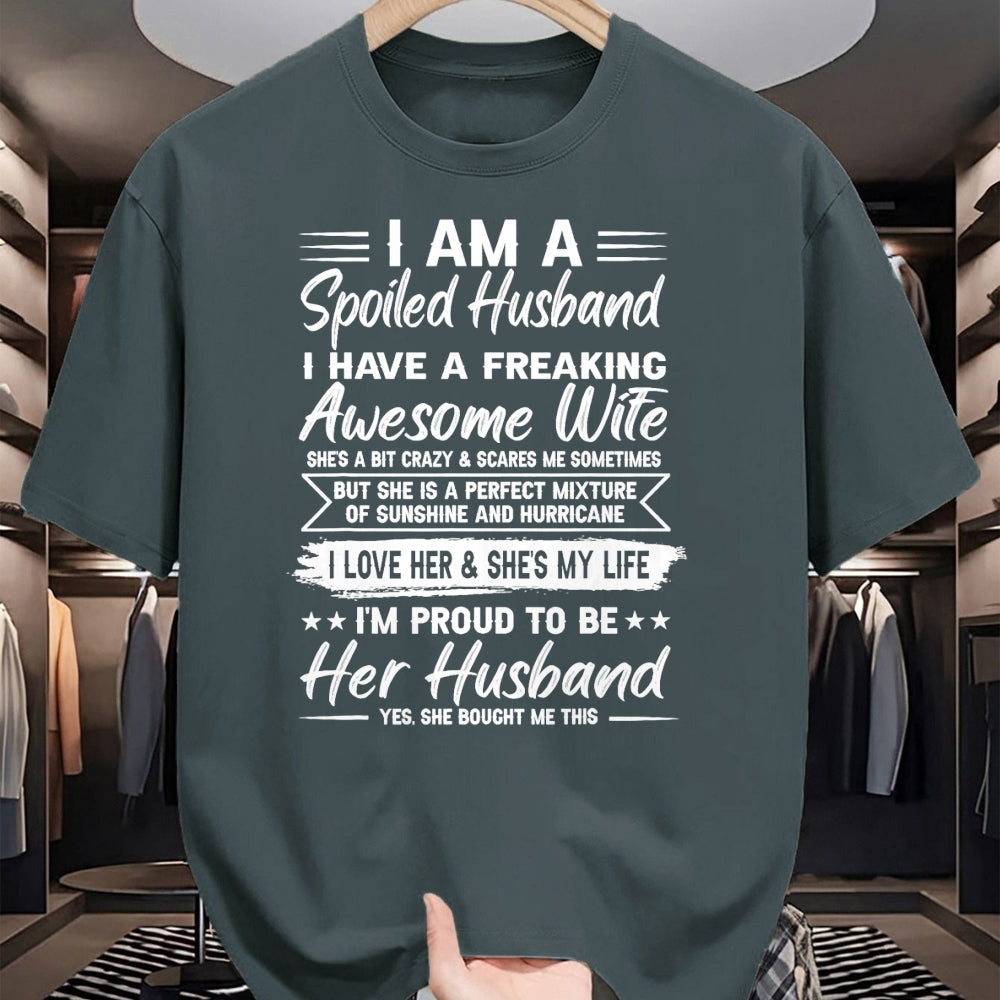 Best Wife Shirt, Wife and Husband Unisex T-Shirt/Hoodie/Sweatshirt HLT00 - I Am A Spoiled Husband I Have A Freaking Awesome Wife T-Shirt (1)