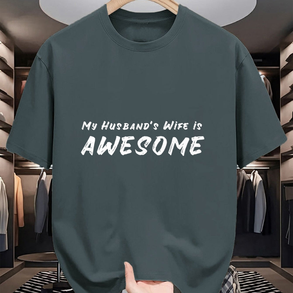 Best Wife Shirt, Wife and Husband Unisex T-Shirt/Hoodie/Sweatshirt HLT00 - Womens Women's My Husband's Wife Is Awesome Funny V-Neck T-Shirt