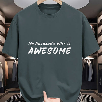 Best Wife Shirt, Wife and Husband Unisex T-Shirt/Hoodie/Sweatshirt HLT00 - Womens Women's My Husband's Wife Is Awesome Funny V-Neck T-Shirt