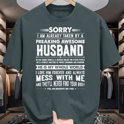 Best Wife Shirt, Wife and Husband Unisex T-Shirt/Hoodie/Sweatshirt HLT00 - Taken by a Freaking Awesome Husband Funny Wife T-Shirt (1)
