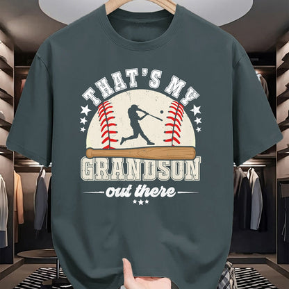Best Grandpa Shirt, Proud Grandpa Unisex T-Shirt/Hoodie/Sweatshirt HLT00 - That's My Grandson Out There Baseball Grandma Grandpa T-Shirt