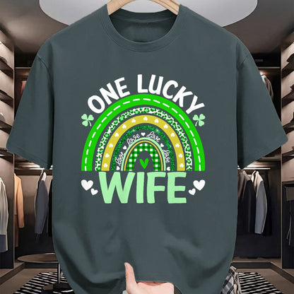 Best Wife Shirt, Wife and Husband Unisex T-Shirt/Hoodie/Sweatshirt HLT00 - Gift for wife T shirt, lucky wife   Womens St Patricks Day Clover One Lucky Wife Rainbow Shamrock Ta