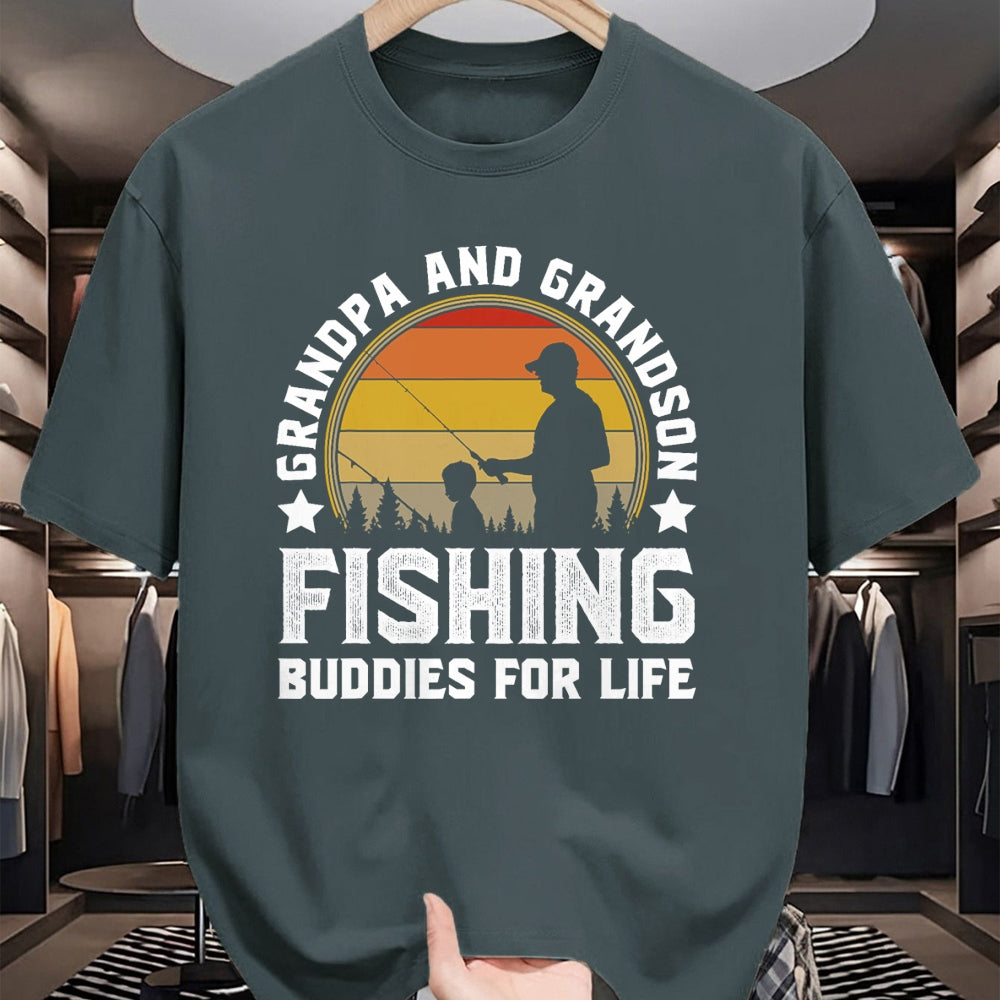 Best Grandpa Shirt, Proud Grandpa Unisex T-Shirt/Hoodie/Sweatshirt HLT00 - Grandpa and Grandson Fishing Buddies for Life - Matching T-Shirt