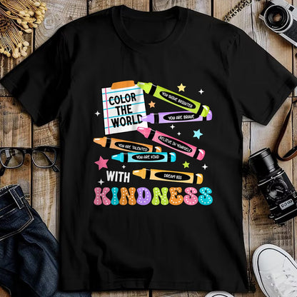Best Teacher Shirt, Funny Teacher UnisexT-Shirt/Hoodie/Sweatshirt HLT00 - Color The World with Kindness Crayon Positivity Teacher T-Shirt