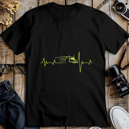 Best Truck Driver Life Shirt, Funny Trucker UnisexT-Shirt/Hoodie/Sweatshirt HLT00 - Truck Driver Heart beat 18 Wheeler semi-Trailer Tractor T-Shirt, Men, Black, 3X-Large