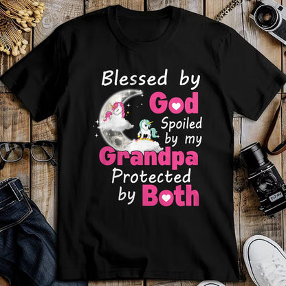 Best Wife Shirt, Wife and Husband Unisex T-Shirt/Hoodie/Sweatshirt HLT00 - Blessed By God Spoiled By My Grandpa Protected By Both T-Shirt
