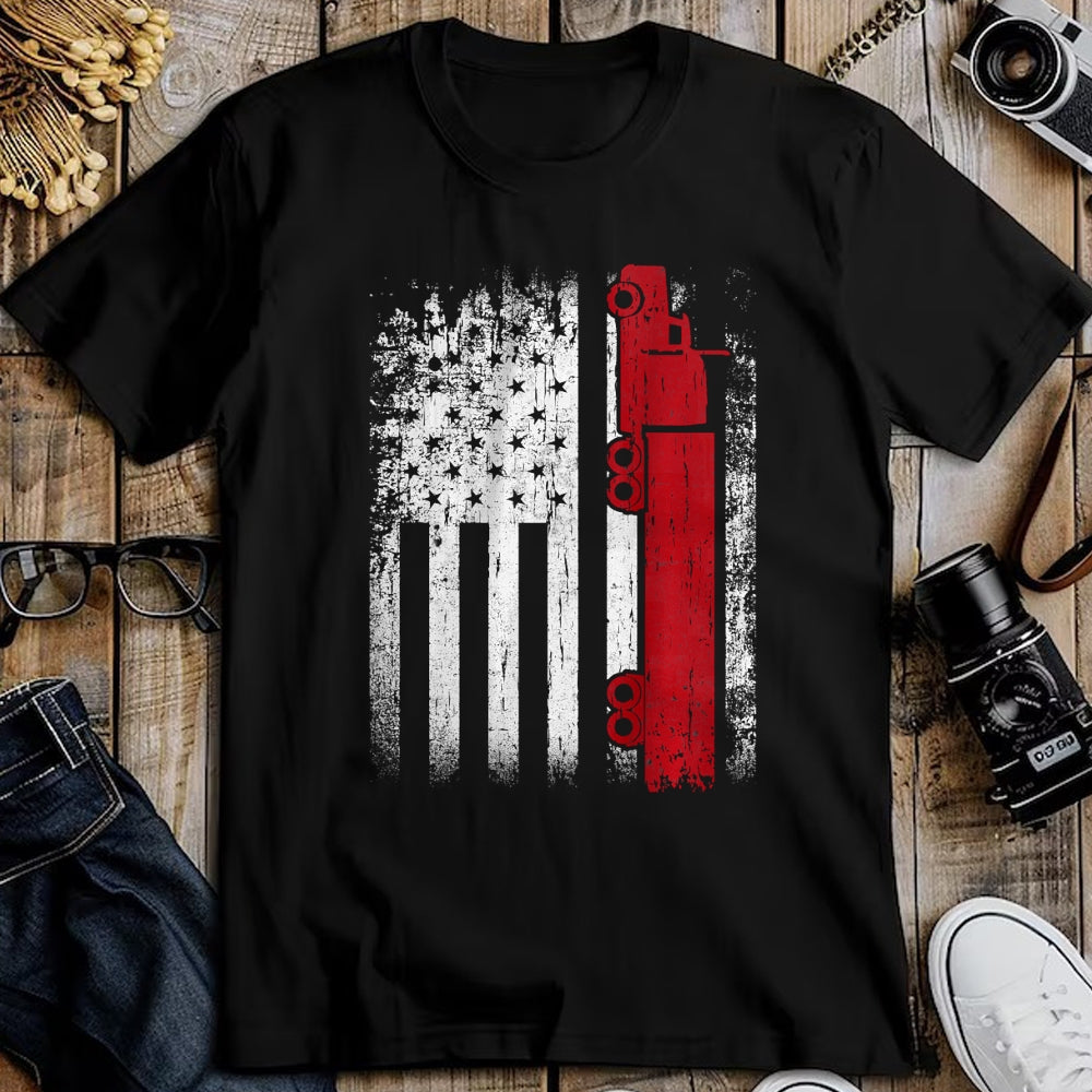 Best Truck Driver Life Shirt, Funny Trucker UnisexT-Shirt/Hoodie/Sweatshirt HLT00 - Distressed American Flag Truck Driver Design On Back T-Shirt