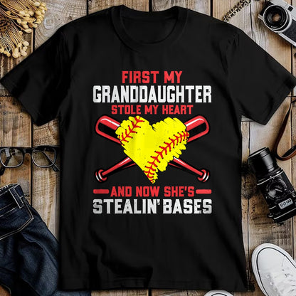 Best Grandpa Shirt, Proud Grandpa Unisex T-Shirt/Hoodie/Sweatshirt HLT00 - First My Granddaughter Stole My Heart - Softball Grandpa T-Shirt