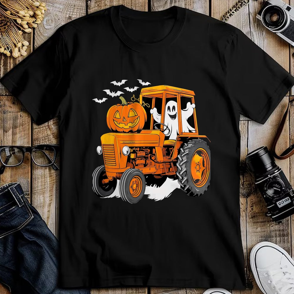 Best Farmer Life Shirt, Funny Farmer UnisexT-Shirt/Hoodie/Sweatshirt HLT00 - Farmer Tractor Ghost and Pumpkin Halloween Costume T-Shirt, Men, Navy Blue, Large