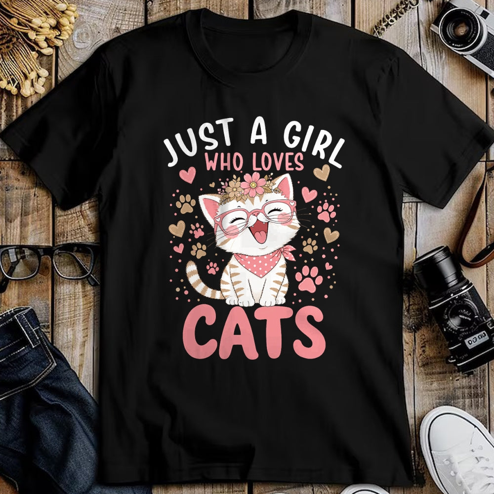 Cat Love Shirt, Funny Cat Lover Gift UnisexT-Shirt/Hoodie/Sweatshirt HLT00 - Just A Girl Who Loves Cats Cute Floral Animals Lover T-Shirt (1)