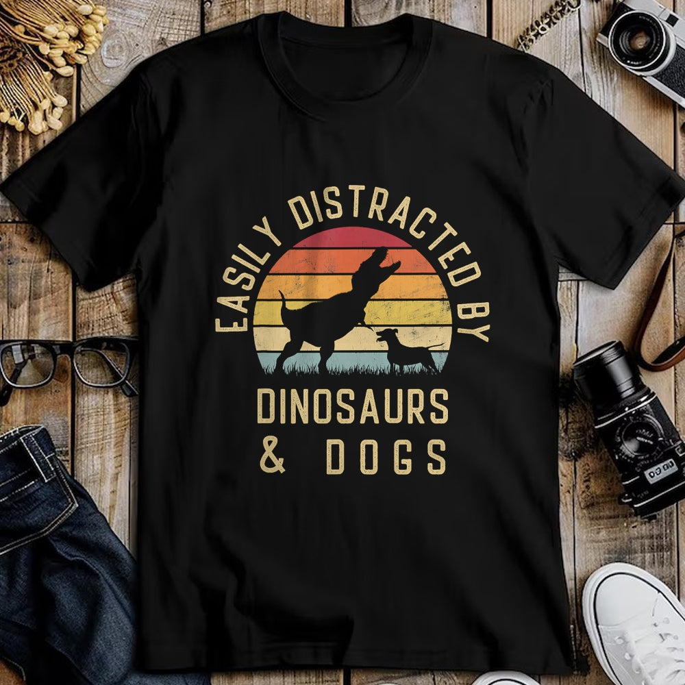 Best Dinosaur Lover Shirt, Funny Dinosaur UnisexT-Shirt/Hoodie/Sweatshirt HLT00 - Easily distracted by Dinosaurs and dogs I heart Dinosaur dog T-Shirt