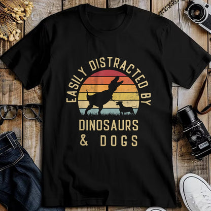 Best Dinosaur Lover Shirt, Funny Dinosaur UnisexT-Shirt/Hoodie/Sweatshirt HLT00 - Easily distracted by Dinosaurs and dogs I heart Dinosaur dog T-Shirt