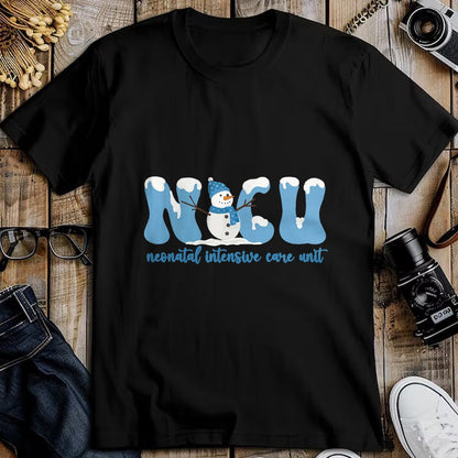 Funny Nurse Shirt, Nurse Unisex T-Shirt/Hoodie/Sweatshirt HLT00 - Winter NICU Nurse Xmas Snowman Neonatal Intensive Care Unit T-Shirt