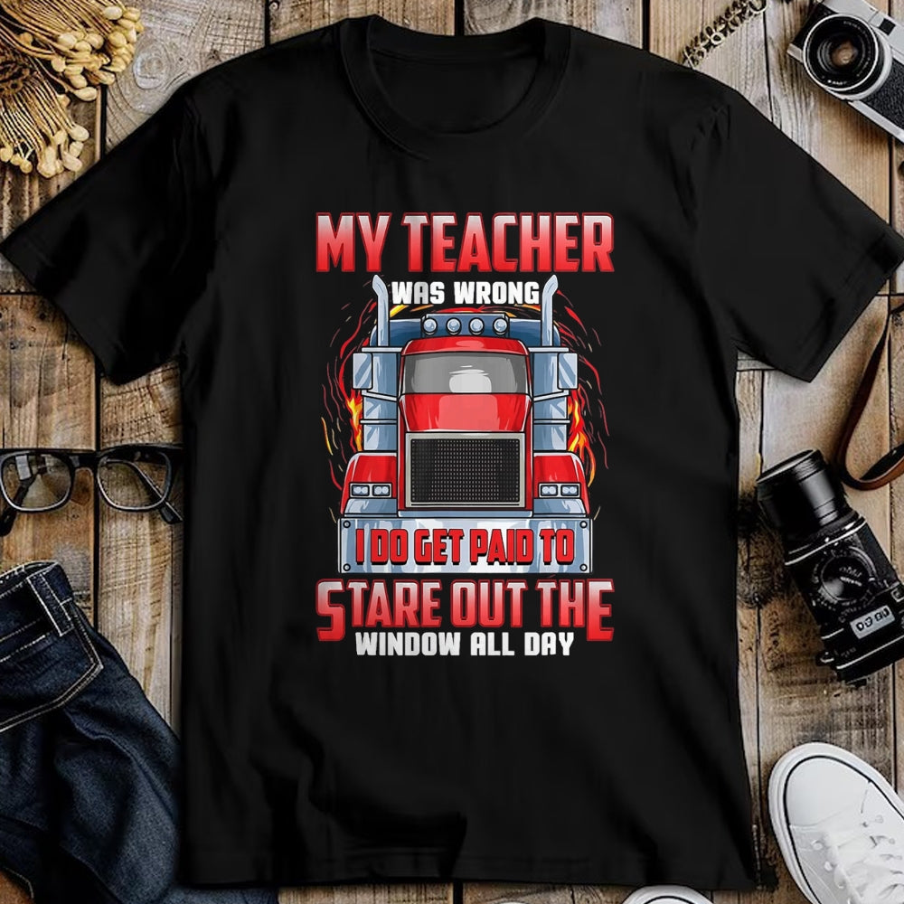 Best Truck Driver Life Shirt, Funny Trucker UnisexT-Shirt/Hoodie/Sweatshirt HLT00 - Funny Truck Driver Shirts Men Trucker My Teacher was Wrong T-Shirt, Men, Navy Blue, 3X-Large