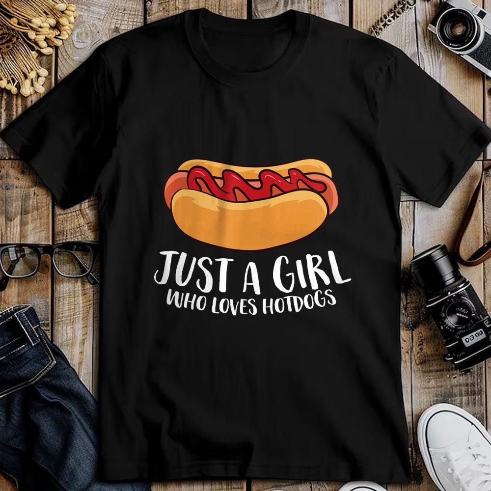Dog Love Shirt, Dog Lover Gift T-Shirt/Hoodie/Sweatshirt HLT00 - Just a Girl Who Loves Hotdogs T-Shirt