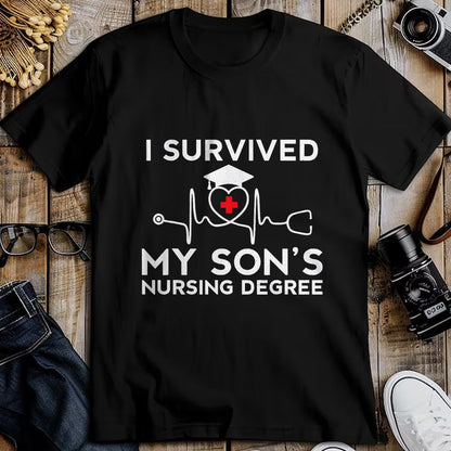 Funny Nurse Shirt, Nurse Unisex T-Shirt/Hoodie/Sweatshirt HLT00 - I survived My Son's Nursing Degree, Proud Mom Dad Nurse T-Shirt
