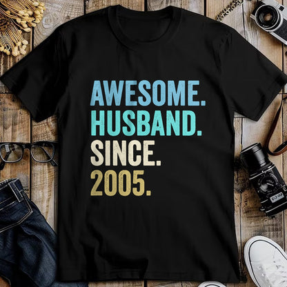 Best Wife Shirt, Wife and Husband Unisex T-Shirt/Hoodie/Sweatshirt HLT00 - Awesome Husband Since 2005 19th wedding anniversary 19 years T-Shirt