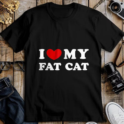 Cat Love Shirt, Funny Cat Lover Gift UnisexT-Shirt/Hoodie/Sweatshirt HLT00 - I Love My Fat Cat, I Heart My Fat Cat T-Shirt, Youth, Black, Medium