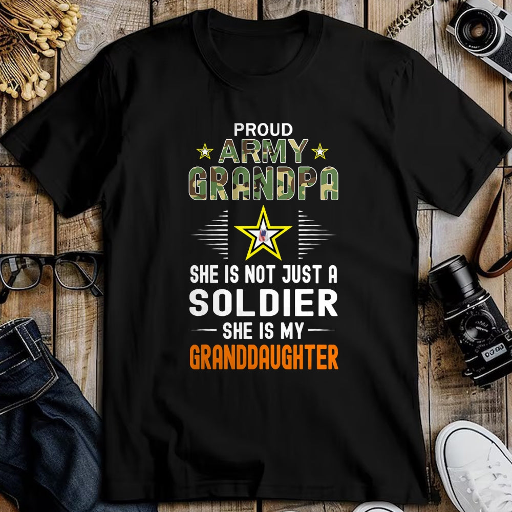 Best Grandpa Shirt, Proud Grandpa Unisex T-Shirt/Hoodie/Sweatshirt HLT00 - She Is A Soldier & Is My Granddaughter-Proud Army Grandpa T-Shirt