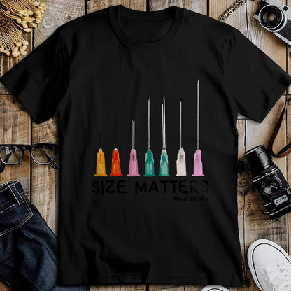 Funny Nurse Shirt, Nurse Unisex T-Shirt/Hoodie/Sweatshirt HLT00 - Needle Size Matters Funny Nursing CNA Nurse Life T-Shirt