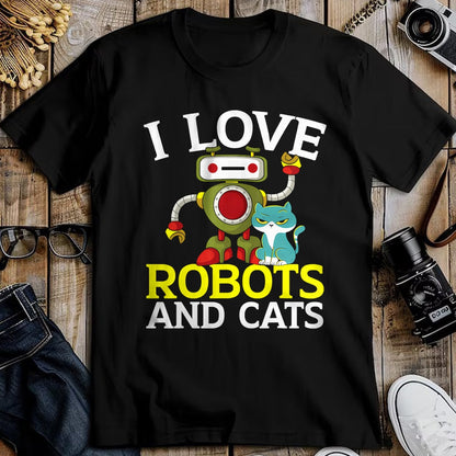 Cat Love Shirt, Funny Cat Lover Gift UnisexT-Shirt/Hoodie/Sweatshirt HLT00 - I Love Robots and Cats Lover Robotics Engineer Engineering T-Shirt