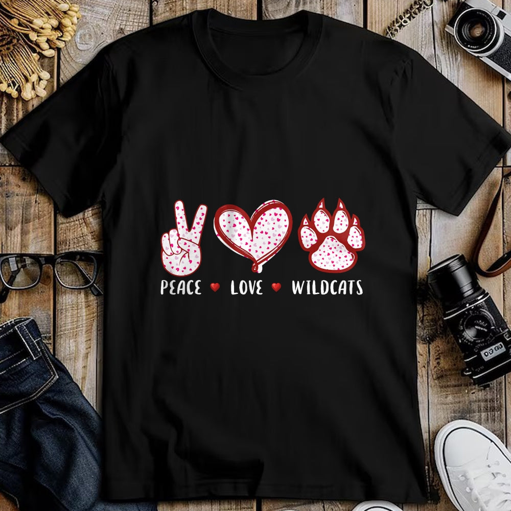 Cat Love Shirt, Funny Cat Lover Gift UnisexT-Shirt/Hoodie/Sweatshirt HLT00 - Peace Love Wildcats Gifts Men Women Kids Boys Girls Wild cat T-Shirt