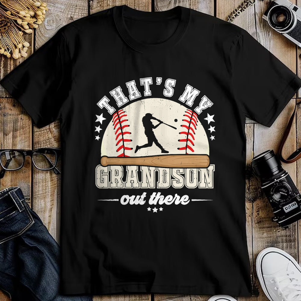 Best Grandpa Shirt, Proud Grandpa Unisex T-Shirt/Hoodie/Sweatshirt HLT00 - That's My Grandson Out There Baseball Grandma Grandpa T-Shirt