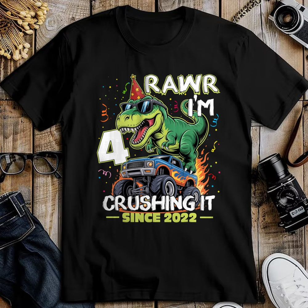 Best Dinosaur Lover Shirt, Funny Dinosaur UnisexT-Shirt/Hoodie/Sweatshirt HLT00 - 4th Birthday Monster Truck Dinosaur 4 Years Old Birthday Boy T-Shirt